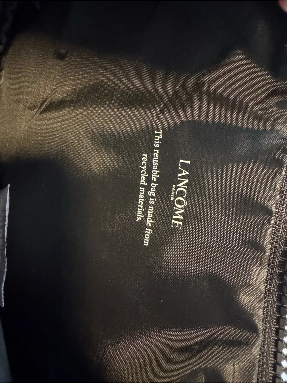NWOT Lancome Black Nylon Crescent Crossbody Bag Half Moon Adjustable Strap Hobo